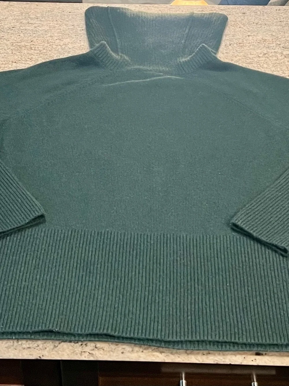 Athleta Dark Green Merino-Cashmere Turtleneck Sweater